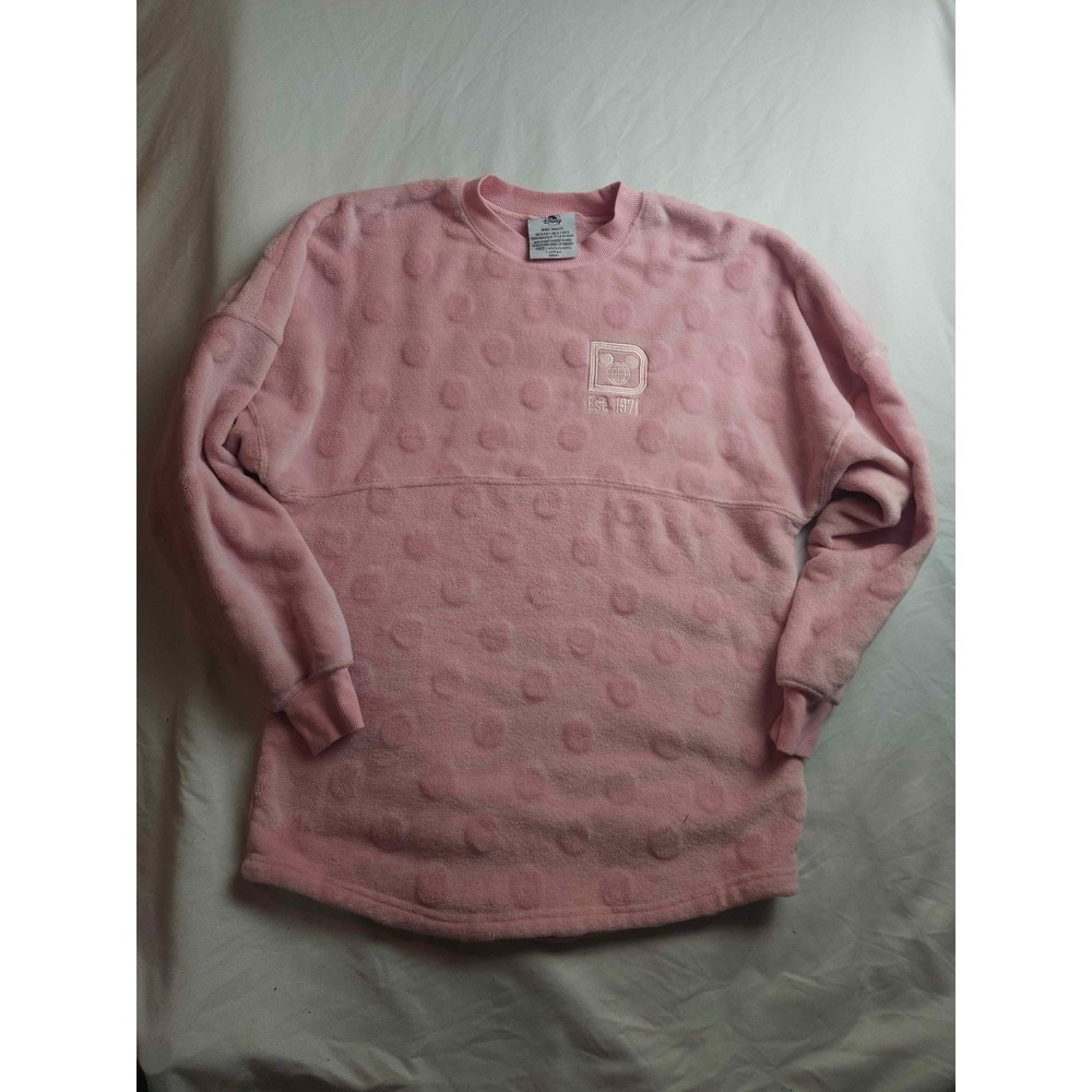 Disney World Spirit Jersey Pink Sherpa Polka Dot Pullover Small Est 1971โ